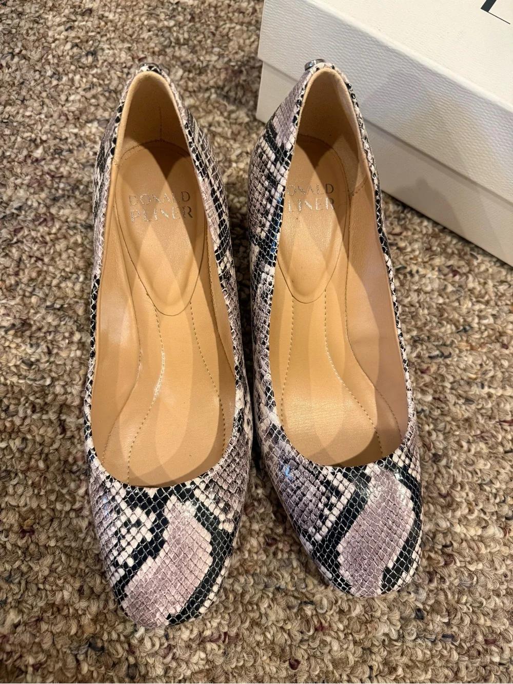 Donald J. Pliner Women's Snakeskin Print Ballet Flats in Light Pink/Black